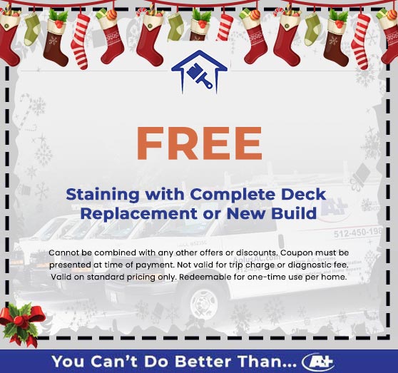 A-Plus Air Conditioning & Home Solutions - Free Staining With Complete Deck Replacement or New Build
